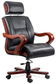 Fotoliu directorial cu masaj în 7 puncte din piele ecologică OFF 1662 negru