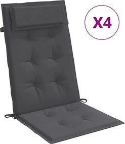 vidaXL Perne scaun cu spătar înalt 4 buc, antracit, țesătură Oxford