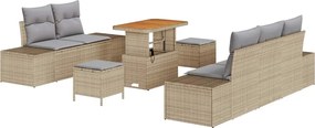 vidaXL Set de canapele pentru grădină cu pernă 8 pcs Bej poliratan