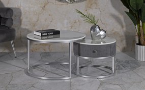 Mauro Ferretti Set De 2 Masute De Cafea Grays  Cm Ø 70X45-50X38 | Aosom Romania