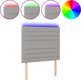 vidaXL Tăblie de pat cu LED, gri deschis, 100x5x118/128 cm, textil