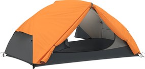 Outsunny Cort de Camping pentru 2 Persoane cu 2 Uși, 2 Ferestre și Geantă de Transport, 280x225x110 cm, Portocaliu | Aosom Romania