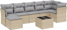 vidaXL Set canapele de grădină, 8 piese, cu perne, bej, poliratan
