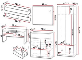 Mobilier hol Semplo II (Gri + Negru) (cu oglindă). 1104735