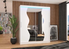 Dulap cu usi glisante si oglinda + iluminare LED, Medison 180 + LED, 180 cmx200 cmx58 cm, ADRK Furniture (Culoare: Sonoma)