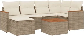 vidaXL Set canapele de grădină, 7 piese, cu perne, bej, poliratan