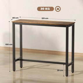 HOMCOM Masă Bar Rectangulară Înaltă, Masă de Bucătărie Înalta cu Structură din Oțel, Negru | Aosom Romania