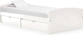 vidaXL Cadru de pat cu 2 sertare, alb, 90 x 200 cm, lemn masiv de pin