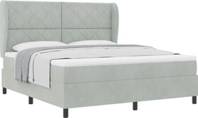 vidaXL Pat cu arcuri cu saltea Gri deschis 200 x 180 cm Catifea