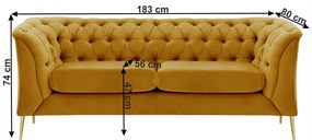 Canapea cu 2-locuri de lux, auriu, NIKOL 2 ML