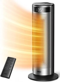 Încălzitor cu ventilator DREO Solaris 628, 2000 W, până la 25 m2, 5 moduri, 5-35 °C, HeatShield360, temporizator, negru/gri