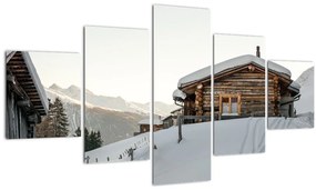 Tablou - cabana montană în zăpadă (125x70 cm), în 40 de alte dimensiuni noi
