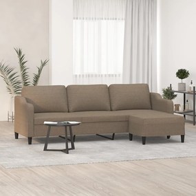 3153526 vidaXL Canapea cu 3 locuri și taburet, taupe, 210 cm, textil