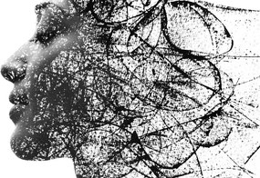 Tablou femeie cu elemente abstracte