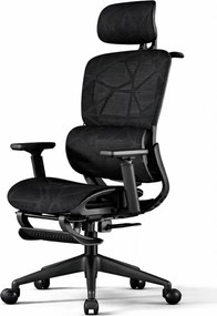 RESIGILAT- Scaun ergonomic, functie translatie sezut, cotiere reglabile 3D, tetiera 3D, suport lombar 3D Adaptive, pivotant, suport picioare, Negru