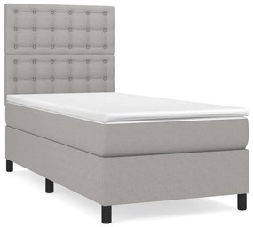 3142049 vidaXL Pat continental cu saltea, gri deschis, 80x200 cm, textil
