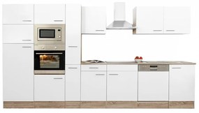 Mobilă de bucătărie Yorki 370, corp din stejar Sonoma, cu față alb satinat