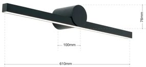 Aplică LED pentru oglindă de baie Orion Soff 3-584 BEAUTY LED/12W/230V 61cm IP54 negru