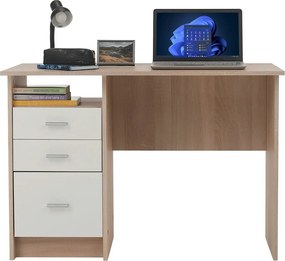 Birou SAMSON NEW, stejar sonoma/alb, PAL melaminat, 110x55x76 cm