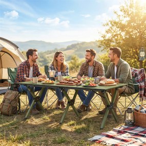 Outsunny Masă de Camping Pliabilă 116 cm, Masă de Picnic Impermeabilă cu Blat Rulabil și Cadru Metalic, Verde | Aosom Romania
