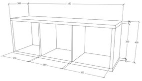 Etajera haaus Lira, 3 Casete, 25mm, Stejar Natur, 113 x 40 x 30 cm