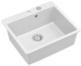 Chiuveta compozit Quadron Unique Morgan 110 alb - inox 57x50 cm