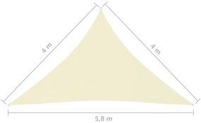 Panza parasolar, crem, 4x4x5,8 m, tesatura oxford, triunghiular Crem, 4 x 4 x 5.8 m
