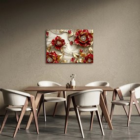 Tablou - Flori 3D Roșu-Auriu (70x50 cm)