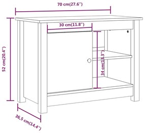 Comoda TV, alb, 70x36,5x52 cm, lemn masiv de pin Alb, 1