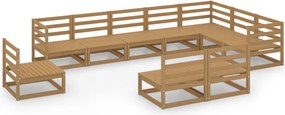 vidaXL Set mobilier de grădină, 10 piese, maro miere, lemn masiv pin