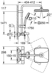 GROHE 269842431 - Sistem de duș VITALIO COMFORT 250, 250 × 250 mm, negru