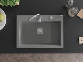 Mexen Elix chiuvetă granitică cu 1 compartiment 700 x 500 mm, gri, sifon crom - 6526701005-71