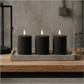 Set de 3 lumânări LED BRILLO, 2x AA, 10 cm, negre + telecomandă