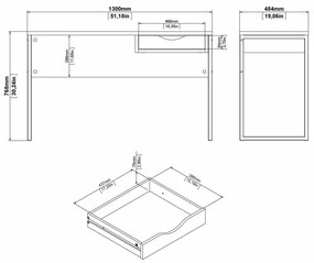 Tvilum Birou cu 1 sertar si blat in decor de stejar Culoare alb, EFREM PLUS 512