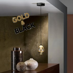 Pendul LED design modern Rocio negru/auriu