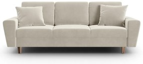 Canapea bej extensibilă, cu spațiu de depozitare cu tapițerie din catifea 235 cm Kyoto – Cosmopolitan Design