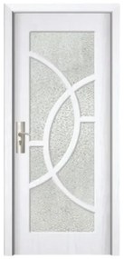 Usa Interior din MDF Novo Doors ND309, Cadru din Lemn Masiv, Geam Sablat, KIT COMPLET, Toc , Manere si balamale incluse (Culoare: Alb, Toc: Fix,