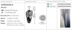 Lustra design Art Deco realizata manual Avia M Blue