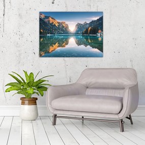 Tablou pe sticlă - Lacul montan (70x50 cm)