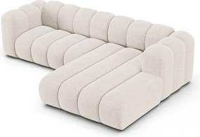 Colțar crem cu tapițerie din chenille (cu colț pe partea dreaptă/cu șezlong) Lupine – Micadoni