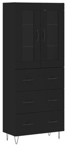 3198434 vidaXL Dulap înalt, negru, 69,5x34x180 cm, lemn compozit