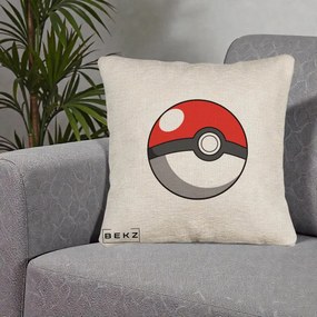 Perna Personalizata Pokeball Rosie, 40x40 cm, Bej Canapea, Husa Detasabila, Perna Inclusa, BEKZ®