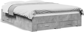 vidaXL Cadru de pat cu sertare, gri beton, 120x190 cm, lemn prelucrat