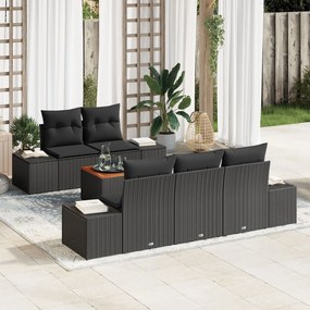 vidaXL Set de canapea de grădină 6 pcs Negru 55 x 55 x 37 cm