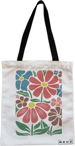 Sacosa de Panza pentru Cumparaturi, Geanta Tote, Boho Style 8, Cu fermoar, 38x34.5 cm, Alba, BEKZ®