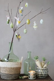 Damigeana decorativa, verde, din sticla, D19cm