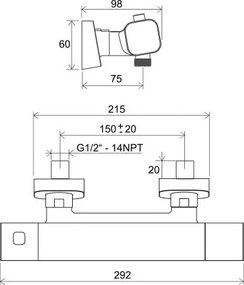 Baterie termostatică pentru duș Ravak FREE X070140, crom lucios