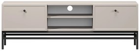 Comodă TV Lorini 150 cm cu sertare - culoare cașmir / mânere și cadru negre