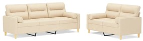 3153779 vidaXL Set canapea perne/perne decorative, 2 piese, crem, textil