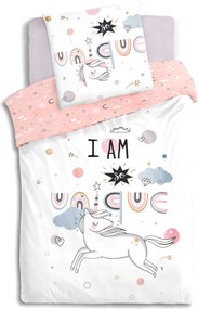 Lenjerie de pat fetita 140x200 cm, UNICORN, fata-verso